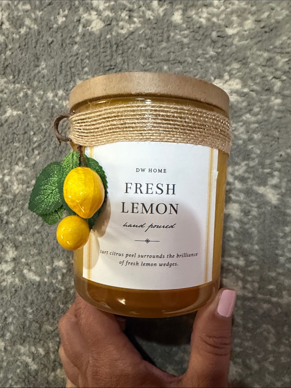 DW Home Lemon Jar Candle with Wooden Lid and Twine